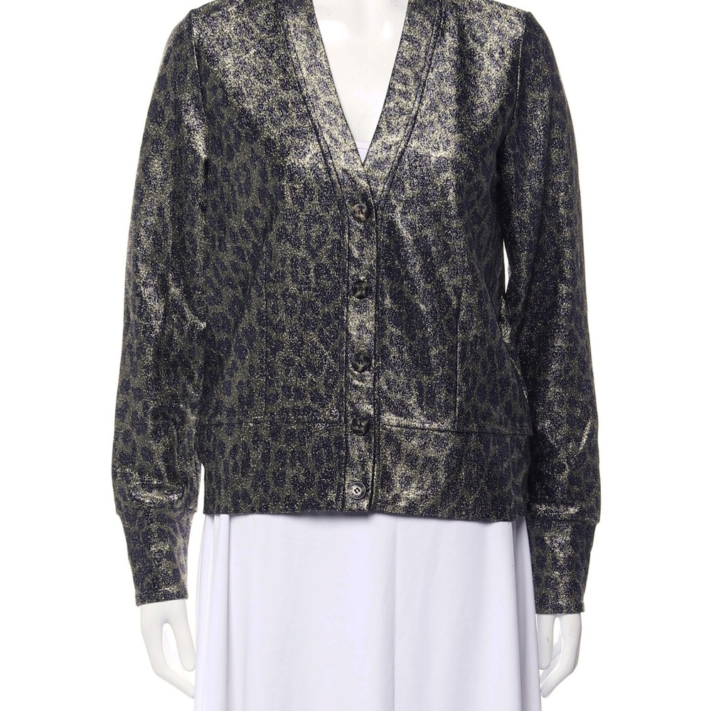 GANNI Metallic Animal Print Cardigan